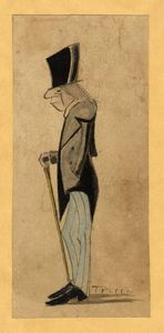 ANGELO TRICCA - Caricatura di uomo con cilindro.