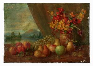 CESARE VIAZZI - Natura morta con frutta.