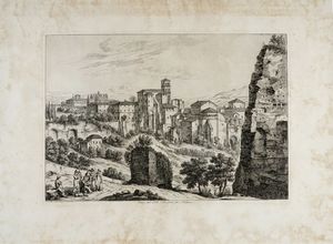 Bartolomeo Pinelli - Veduta del Colle Celio presa dal Palatino.