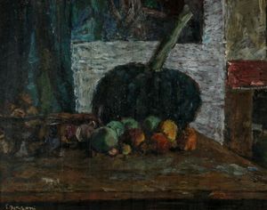 Enzo Faraoni - Natura morta con zucca.