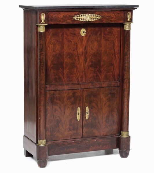 Secretaire Impero lastronato in radica. XIX secolo  - Asta  Antiquariato gennaio | Cambi Time - Associazione Nazionale - Case d'Asta italiane