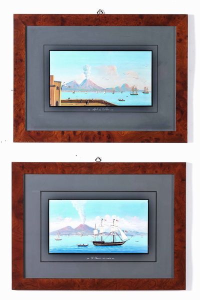 Coppia di stampe raffiguranti il Golfo di Napoli col Vesuvio  - Asta  Antiquariato gennaio | Cambi Time - Associazione Nazionale - Case d'Asta italiane