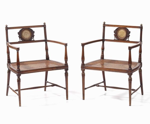 Coppia di poltrone con seduta in paglia di Vienna  - Asta  Antiquariato gennaio | Cambi Time - Associazione Nazionale - Case d'Asta italiane