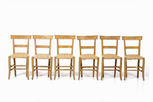 Sei sedie in legno dipinto  - Asta  Antiquariato gennaio | Cambi Time - Associazione Nazionale - Case d'Asta italiane