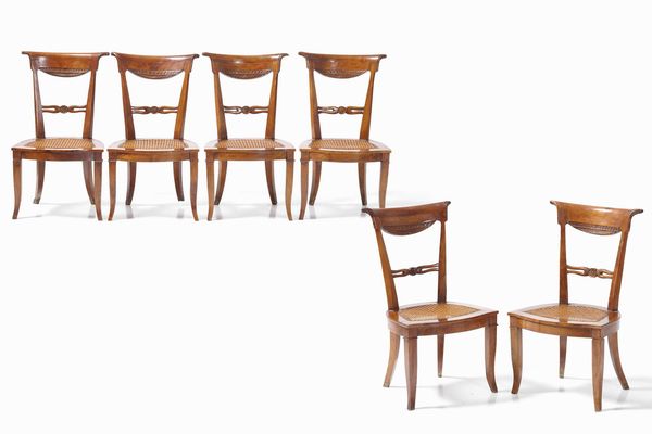 Sei sedie in legno intagliato. XIX secolo  - Asta  Antiquariato gennaio | Cambi Time - Associazione Nazionale - Case d'Asta italiane