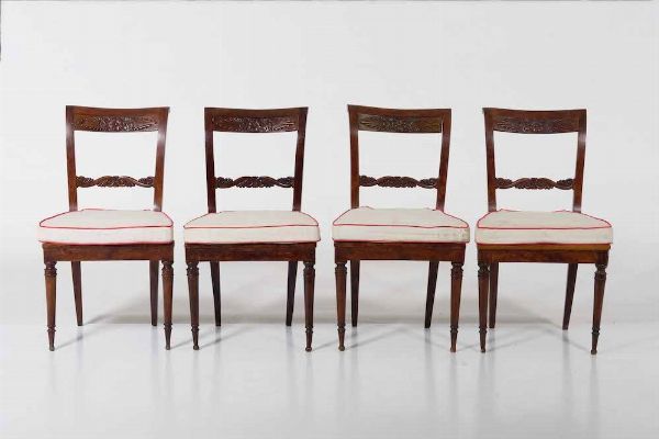 Sei sedie in legno intagliato. XIX secolo  - Asta  Antiquariato gennaio | Cambi Time - Associazione Nazionale - Case d'Asta italiane