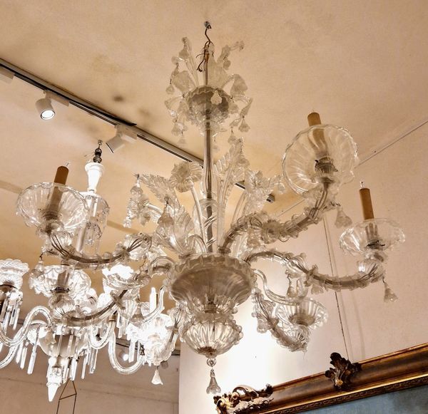 Lampadario a sei luci in vetro di murano  - Asta  Antiquariato gennaio | Cambi Time - Associazione Nazionale - Case d'Asta italiane