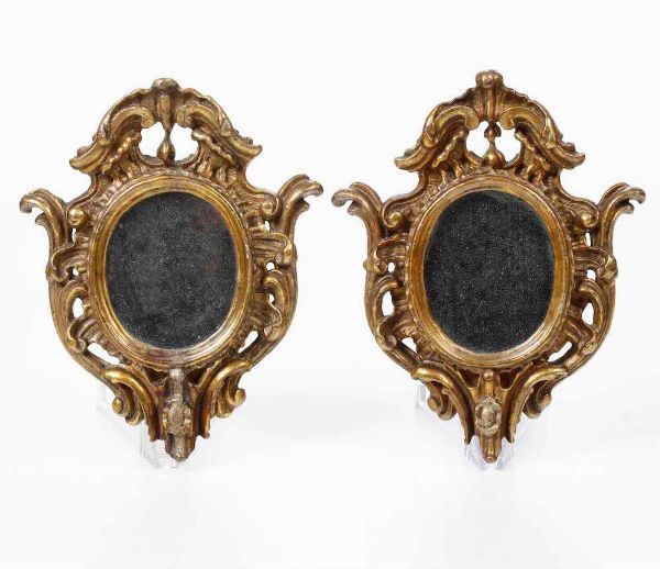 Coppia di specchierine dorate, XIX secolo  - Asta  Antiquariato gennaio | Cambi Time - Associazione Nazionale - Case d'Asta italiane