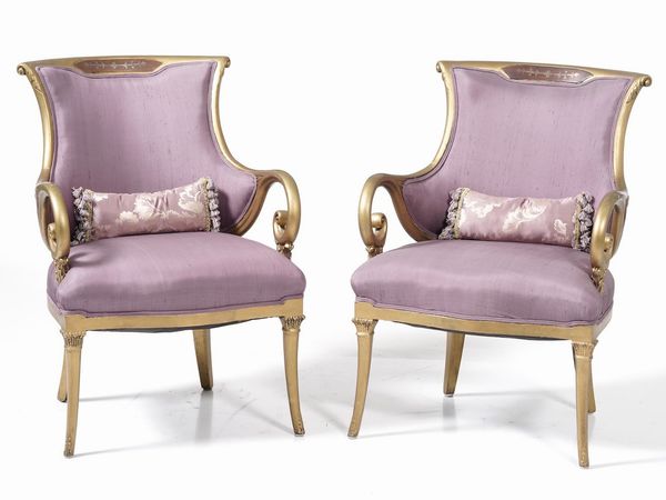 Coppia di poltrone in legno dorato, XX secolo  - Asta  Antiquariato gennaio | Cambi Time - Associazione Nazionale - Case d'Asta italiane