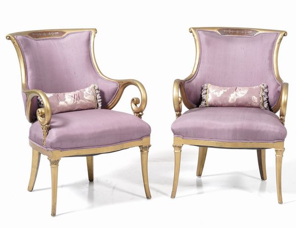 Coppia di poltrone in legno dorato, XX secolo  - Asta  Antiquariato gennaio | Cambi Time - Associazione Nazionale - Case d'Asta italiane