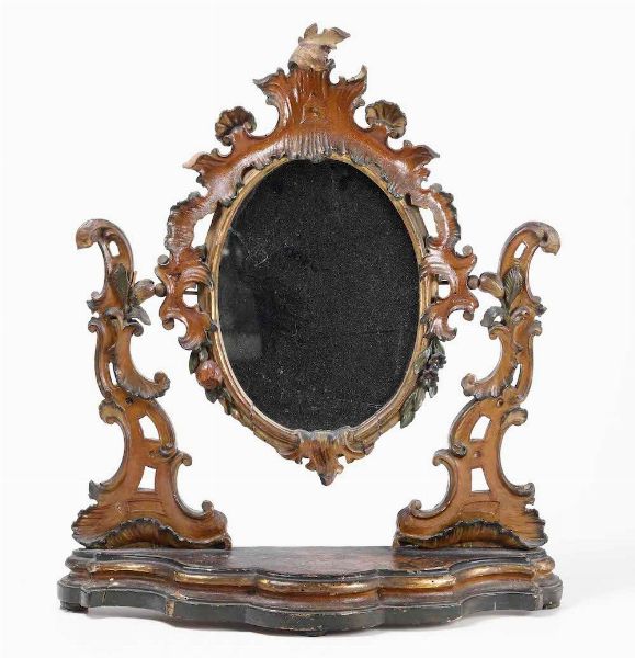 Piccola specchiera da tavolo in legno intagliato  - Asta  Antiquariato gennaio | Cambi Time - Associazione Nazionale - Case d'Asta italiane