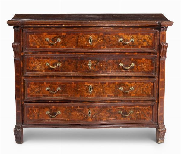 Comò lastronato in radica e filettato, Lombardia XVIII secolo  - Asta  Antiquariato gennaio | Cambi Time - Associazione Nazionale - Case d'Asta italiane