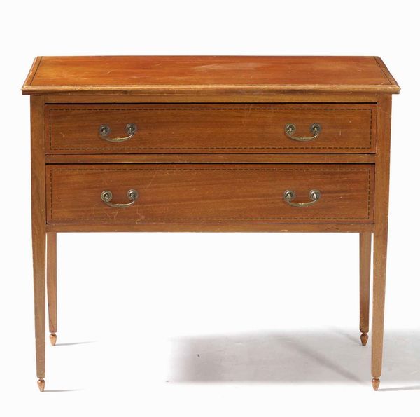 Mobile a due cassetti lastronato e filettato. XIX-XX secolo  - Asta  Antiquariato gennaio | Cambi Time - Associazione Nazionale - Case d'Asta italiane