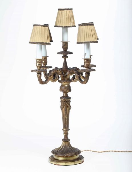 Candelabro in metallo dorato. XIX-XX secolo  - Asta  Antiquariato gennaio | Cambi Time - Associazione Nazionale - Case d'Asta italiane