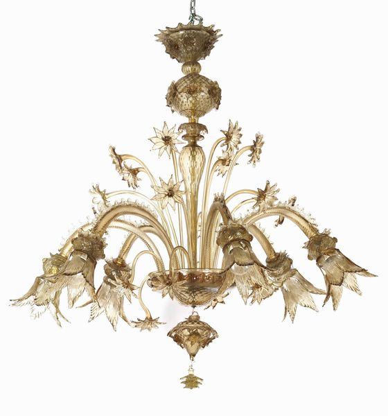 Lampadario a quattro bracci in vetro di Murano. XX secolo  - Asta  Antiquariato gennaio | Cambi Time - Associazione Nazionale - Case d'Asta italiane