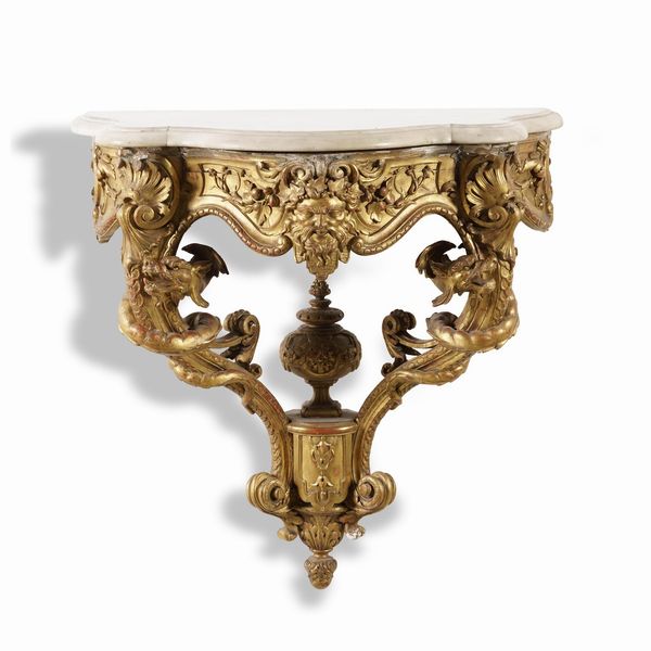 Consolle a goccia in legno intagliato e dorato. Francia XVIII secolo  - Asta  Antiquariato gennaio | Cambi Time - Associazione Nazionale - Case d'Asta italiane
