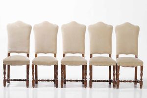 Serie di dieci sedie a rocchetto in noce, in parte antiche  - Asta  Antiquariato gennaio | Cambi Time - Associazione Nazionale - Case d'Asta italiane