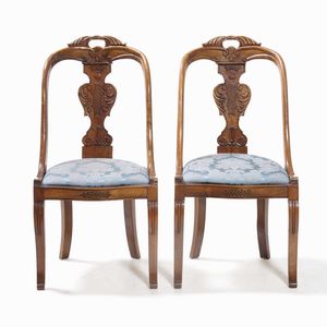 Coppia di sedie in legno intagliato, XIX secolo  - Asta  Antiquariato gennaio | Cambi Time - Associazione Nazionale - Case d'Asta italiane