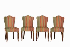 Otto sedie con struttura in legno e rivestimenti in tessuto.  - Asta  Antiquariato gennaio | Cambi Time - Associazione Nazionale - Case d'Asta italiane