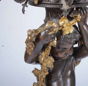 Grande candelabro in bronzo patinato. XX secolo  - Asta  Antiquariato gennaio | Cambi Time - Associazione Nazionale - Case d'Asta italiane