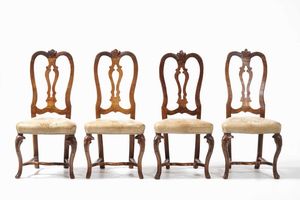 Otto sedie in noce, Veneto, XVIII secolo  - Asta  Antiquariato gennaio | Cambi Time - Associazione Nazionale - Case d'Asta italiane