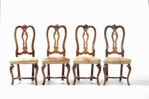 Otto sedie in noce, Veneto, XVIII secolo  - Asta  Antiquariato gennaio | Cambi Time - Associazione Nazionale - Case d'Asta italiane