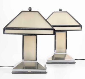 Cesare Rovatti - Coppia di lampade in metallo e plexiglass