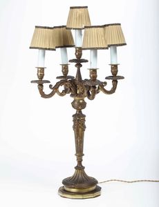 Candelabro in metallo dorato. XIX-XX secolo  - Asta  Antiquariato gennaio | Cambi Time - Associazione Nazionale - Case d'Asta italiane