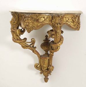 Consolle a goccia in legno intagliato e dorato. Francia XVIII secolo  - Asta  Antiquariato gennaio | Cambi Time - Associazione Nazionale - Case d'Asta italiane