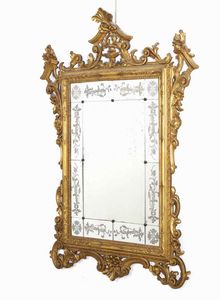 Specchiera con cornice in legno intagliato e dorato. XIX secolo  - Asta  Antiquariato gennaio | Cambi Time - Associazione Nazionale - Case d'Asta italiane