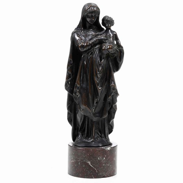 Vergine con bambino. Antico bronzo patinato su base in marmo. Fonditore del XVII-XVIII secolo  - Asta Scultura | Cambi Time - Associazione Nazionale - Case d'Asta italiane