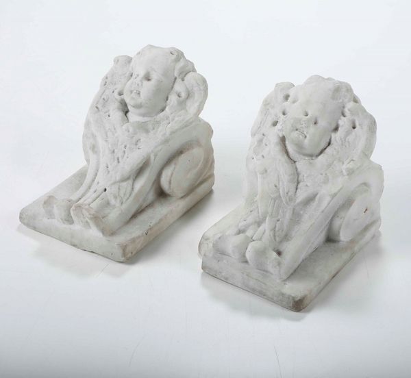 Coppia di mensole con teste di cherubini. Arte del XVIII secolo  - Asta Scultura | Cambi Time - Associazione Nazionale - Case d'Asta italiane