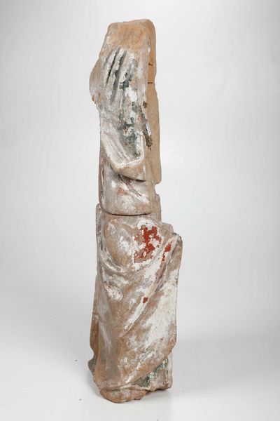 Scultore del XV secolo. Figura panneggiata. terracotta condotta a stecco, frammento  - Asta Scultura | Cambi Time - Associazione Nazionale - Case d'Asta italiane