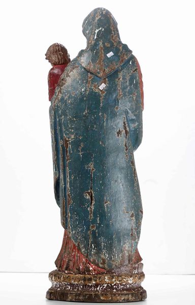 Madonna con Bambino. Legno policromo. Scultore del XVII secolo  - Asta Scultura | Cambi Time - Associazione Nazionale - Case d'Asta italiane