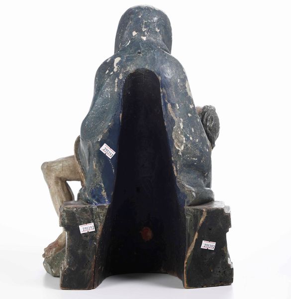 Pietà. Legno policromo. Arte barocca del XVIII secolo  - Asta Scultura | Cambi Time - Associazione Nazionale - Case d'Asta italiane