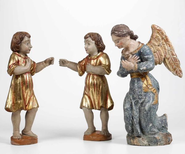 Tre angeli in legno policromo e dorato. Arte del XVIII secolo  - Asta Scultura | Cambi Time - Associazione Nazionale - Case d'Asta italiane