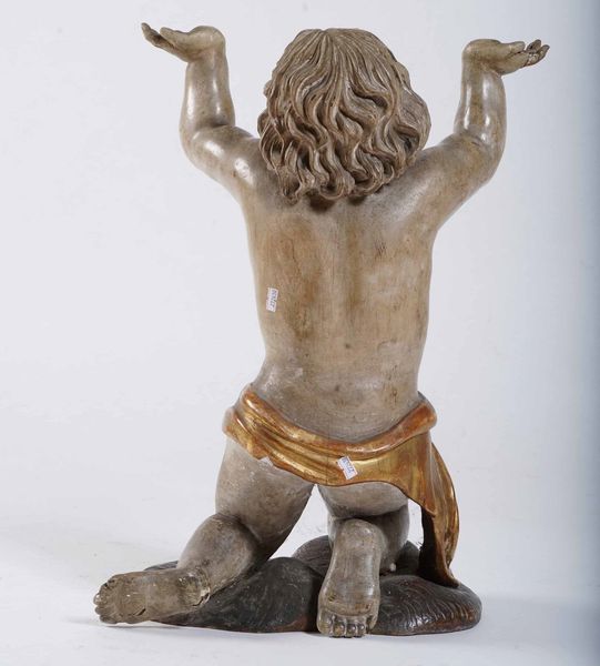 Putto inginocchiato. Legno dipinto e dorato. Arte barocca del XVII-XVIII secolo  - Asta Scultura | Cambi Time - Associazione Nazionale - Case d'Asta italiane