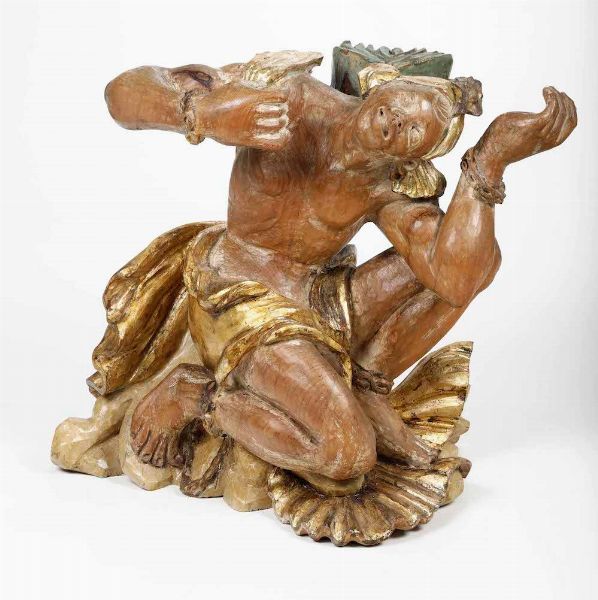 Moro inginocchiato. Legno intagliato e dipinto. XIX secolo  - Asta Scultura | Cambi Time - Associazione Nazionale - Case d'Asta italiane