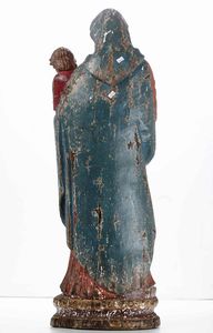 Madonna con Bambino. Legno policromo. Scultore del XVII secolo  - Asta Scultura | Cambi Time - Associazione Nazionale - Case d'Asta italiane