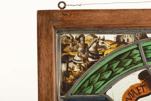 Vetrata in vetri soffiati policromi, Germania XVI secolo  - Asta Scultura e Oggetti d'Arte - Associazione Nazionale - Case d'Asta italiane