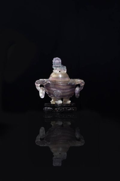 CENSER : Censer in pietra dura  Cina  Repubblica  XX sec. H cm 13x14  - Asta Arte Orientale - Associazione Nazionale - Case d'Asta italiane