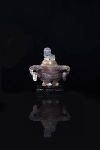 CENSER - Censer in pietra dura  Cina  Repubblica  XX sec. H cm 13x14