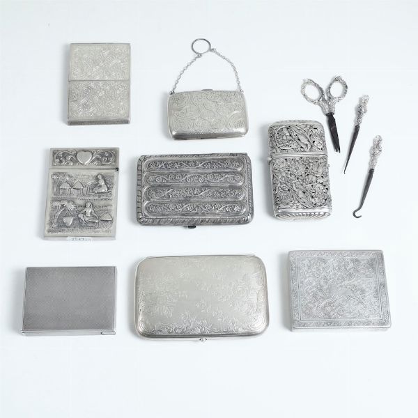 Gruppo di otto portabiglietti in argento. Inghilterra XX secolo  - Asta Argenti | Cambi TIME - Associazione Nazionale - Case d'Asta italiane