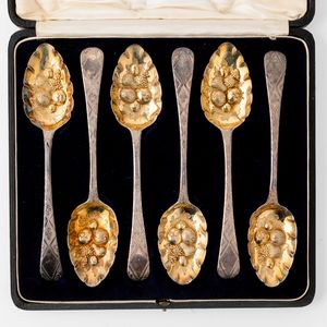 Sei cucchiai. Argento fuso, sagomato e cesellato. Bollo della citt di Londra per l'anno 1815  - Asta Argenti | Cambi TIME - Associazione Nazionale - Case d'Asta italiane