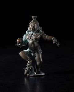 Arte Cinese - Figura in bronzo raffigurante Maitreya  Cina, periodo Ming (?), XVI-XVII secolo