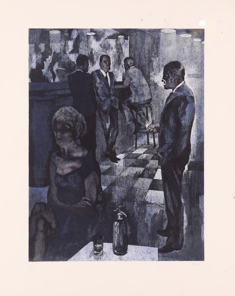 Alberto Sughi : Scena di interno al bar 9/100 interno bar blu  - Asta Asta a Tempo - Arte Moderna e Contemporanea - Associazione Nazionale - Case d'Asta italiane