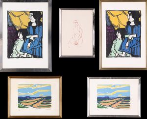 Domenico Cantatore - Lotto di 5 grafiche di Cantatore