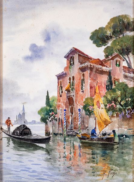 Alberto Rossi : Veduta di Venezia  - Asta Asta a Tempo - Antiquariato - Associazione Nazionale - Case d'Asta italiane