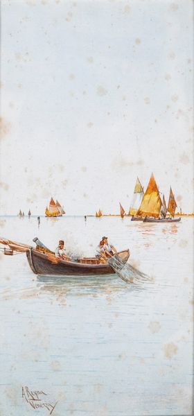 Antonio María Reyna Manescau : a) Capitello in laguna  b) Pescatori in laguna  - Asta Asta a Tempo - Antiquariato - Associazione Nazionale - Case d'Asta italiane