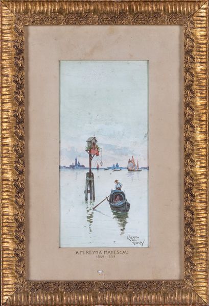 Antonio María Reyna Manescau : a) Capitello in laguna  b) Pescatori in laguna  - Asta Asta a Tempo - Antiquariato - Associazione Nazionale - Case d'Asta italiane